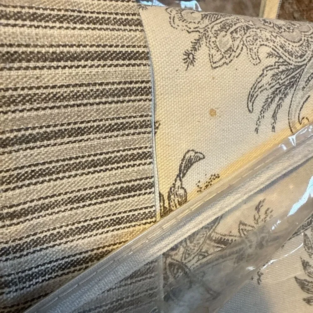 Restoration Hardware Constance King Duvet Cover 2 Std Shams Floral Stripe Beige